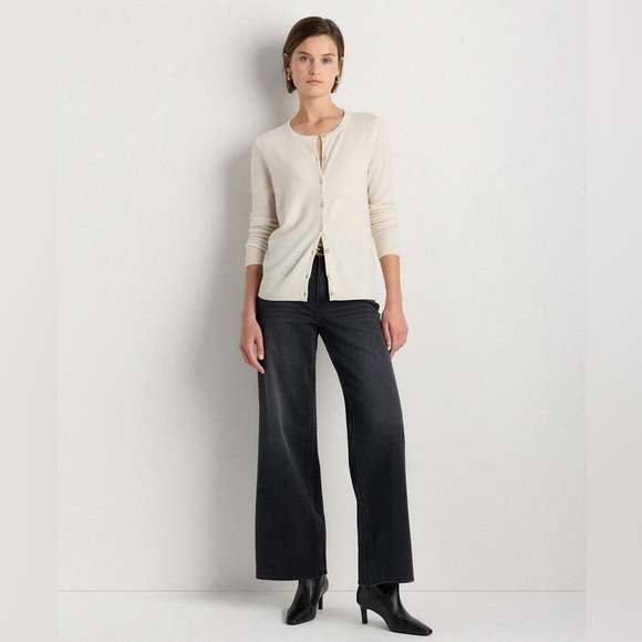 Quince Sweaters - Quince Mongolian Cashmere Cardigan Sweater Color Ivory Size L